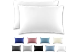 REDKEY Kissenbezug 50x80 cm 2er Set Kopfkissenbezug mit Reißverschluss - Kissenhülle aus gebürstetem Mikrofaser für Kissen,Waschbar bis 40°C Weiß