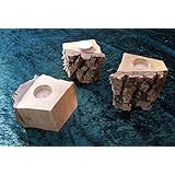 3er Set Teelichthalter in massivem Nussbaum