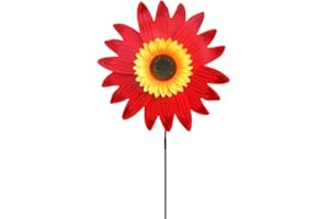 JUCHRZEY Mulino a Vento Girasole Girasole Colorato Girasole Mulino a Vento Paletto Girasole Vento Pali Decorazione per Giardino per Feste all'aperto (Fiore Sole Rosso)