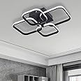 XEMQENER 60W LED Ceiling Light, 6000K Daylight LED Built-in Lamps, Flush Mount Lighting Fixture for Living Room Bedroom Lounge (4 Black Squares, Cool White)
