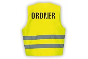 Fassbender-Druck WARNWESTEN - Sicherheitsweste GELB Warnweste nach EN ISO 20471 zertifiziert - Warn Weste für Ordner - Unisex mit hochwertigem Reflektorstreifen