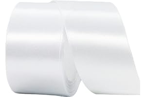 HONGCI 22m Nastro Bianco 50mm,Nastro Raso Nastrino Bordeaux Nastri Regalo Nastro Satin,Fiocco Nastro per Pacchi Regalo,Artigianato,Bomboniere,Bouquet,Natale,Feste di Compleanno Matrimoni Decorazioni