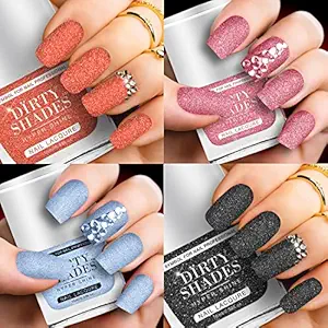 Dirty Shades Premium Exclusive Nail Polish Set of 4 (Sparkling Orange, Sparkling Pink, Sky and Sparkling Black