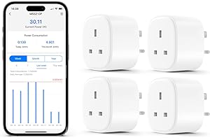 Smart Plug Works with Apple HomeKit Siri, Alexa, Google Home Refoss WiFi Smart Plug Socket with Energy Monitoring Remote Control Timer Plug No Hub Required 13A, 4 Pack