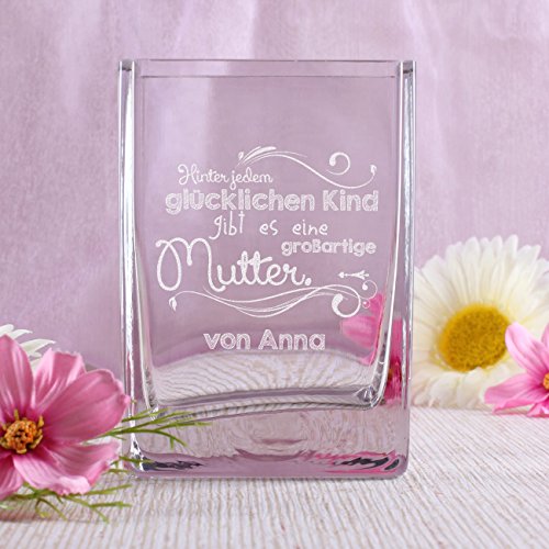 Privatglas Kastenvase zum Muttertag und Ihrem Wunschtext unter dem Spruch - 2