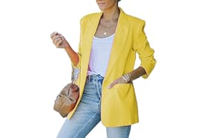 YAOTT Mujeres Oficina Slim Blazers Chaqueta de Traje Slim Fit Elegante Oficina Negocios Outwear Chaqueta Mujer Vestir Casual Elegante Básica Blazer Talla Grande Traje Manga Rebecas