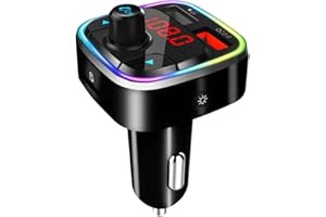 DEEPRBETTER Trasmettitore FM Auto Bluetooth 5.0,Adattatore Audio Radio,QC3.0 Wireless Kit MP3, Vivavoce 2 USB Car Charger,Supporto TF