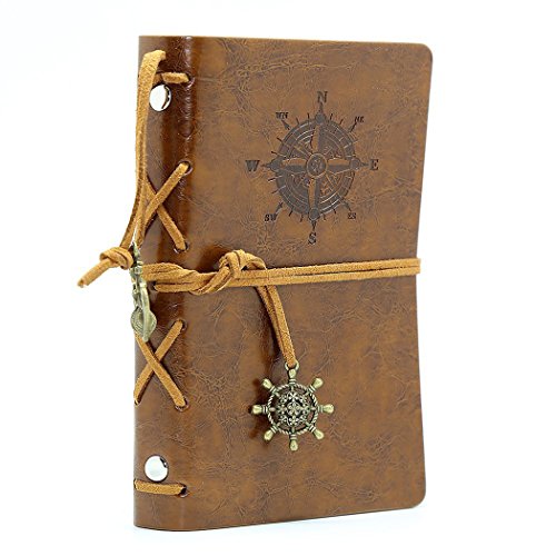 Tinksky Vintage Notizbuch klassische PU Leder Cover Journal Notebook Retro Spirale Ringbuch Tagebuch - 4