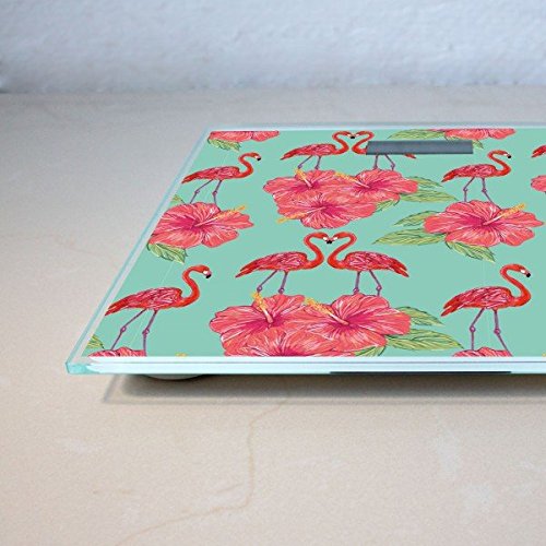 banjado – digitale Personenwaage Körperwaage 30cm x 30cm Glaswaage mit Motiv Flamingo Liebe - 3