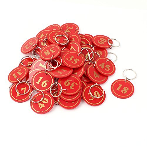 Preisvergleich Produktbild 50Pcs Rot Kunststoff Runde Gepäck Supermarkt Stock Split-Ring-Schlüsselanhänger