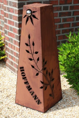 Rost Säule + Schale konisch RS73+S11 „IHR EIGENER NAME“ / kostenloser Versand Garten Rostsäulen Blumensäule / Deko Rostsäule - 3