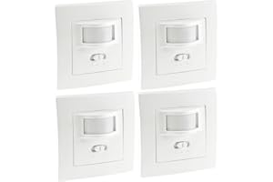 ChiliTec Bewegungsmelder 4 Stück Unterputz Einbau LED geeignet 9m Reichweite 2-Draht Technik IP20 ersetzt einen Schalter Weiß