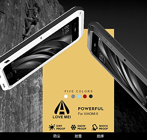 Xiaomi Mi6 a prueba de choques Fundas LOVE MEI Heavy Duty Cubierta de metal de aluminio con vidrio templado para Xiaomi Mi 6 plata reviews Xiaomi Mi6 a prueba de choques Fundas LOVE MEI Heavy Duty Cubierta de metal de aluminio con vidrio templado para Xiaomi Mi 6 plata