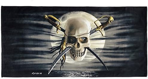 KAUFMAN - Patch Skull Printed Beach Towel- by ROYCE by Ben Kaufman