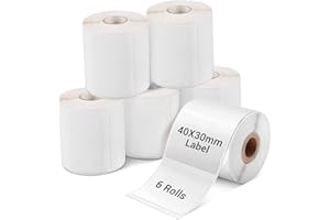 Phomemo 6 rollos M110 Etiquetas térmicas,1.57 "x1.18" (40x30mm),230 etiquetas/rollo,Etiqueta Autoadhesiva adecuada para Phomemo M110 M120 M220 M221 M108 M102 M100 M150 M250 M260 Etiquetadora