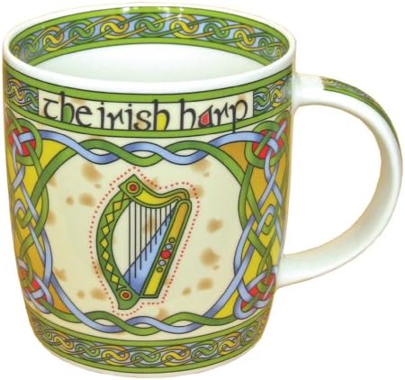 Irish Weave Ceramic Mug Collection With Harp Ring Print