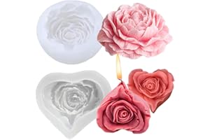 JOZMMZEOOA Moldes para Velas 2 Piezas DIY Moldes de Silicona 3D Velas Silicone Flower Mold Shelf Creatividad Rosa Peonía,para Vela Perfumada Cera Soja Chocolate Jabón Artesanal para Hornear