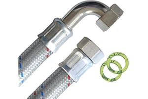 H2O-FLEX Tuyau Blindé 3/4"ÜM x 3/4"ÜM Arc (DN19) - 1,00m / 1.000mm