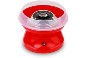 AVCXEC Zuckerwattemaschinen, 220V Haushalt elektrische Mini-Zuckerwatte, Zuckerwattemaschine mit 10 Stäbchen und Zuckermessbecher, Cotton Candy Maker für Kindergeburtstag Zuhause, Rot, Euro-Stecker