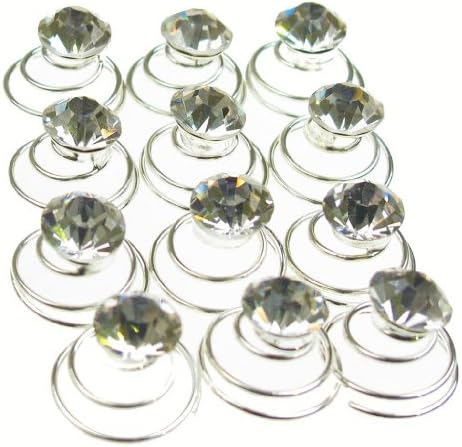 Jewellery of Lords 12 8mm Clear Czech Crystal Solitaire Bridal Hair Pin Twist Prom Spiral Twirl