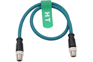 HangTon Ethernet Cat7e Data Cable for Cognex Basler Bauner Datalogic Microscan Keycence Sensor Camera M12 8 Pin X-Coded to 8 Position X-Coding 1M