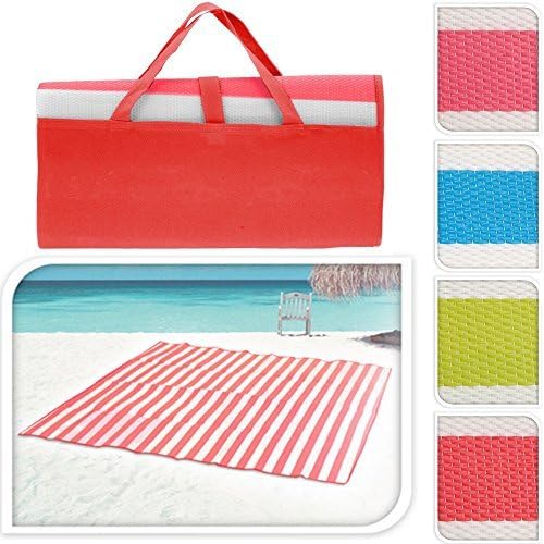 NEW EXTRA LARGE BEACH MAT RUG ROLL SUNBATHING LOUNGER BBQ CAMPING PICNIC BLANKET (STRIPE PINK 895271)