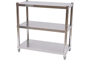 InSyoForeverEC Küchenregal aus Edelstahl, 3 Regalböden, Gastro-Regal aus Edelstahl, für schwere Lasten, Küchenregal