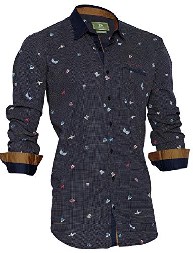 Zorro Shirt for Men – Navy Blue Color Shirt for Men - 100% Cotton Fabric Shirts – Regular Fit Formal Shirt for Men – Long Sleeve Printed Shirt – Stylish Shirt for Men