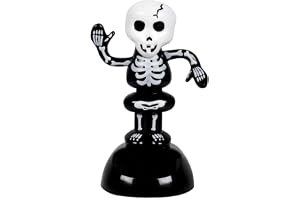 Boland 73056 – Dansande skelett, solfigur, vinglar i dagsljus, svart-vit, storlek 11 cm, dekoration, present, halloween, karneval, temafest