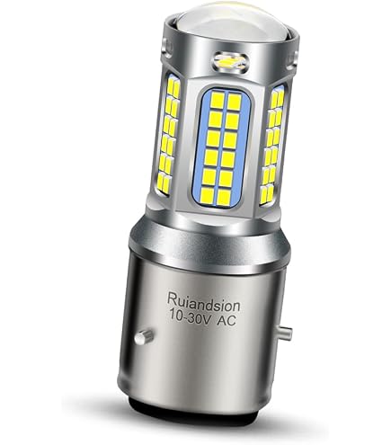 Ruiandsion Ampoule LED BA21D 6–30 V super lumineuse 3030 22SMD puces LED pour phare de moto, jaune Ruiandsion Ampoule LED BA21D 6–30 V super lumineuse 3030 22SMD puces LED pour phare de moto, jaune