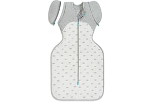 Love To Dream Swaddle Up Transition, Medium 6-8.5 kg, North Star White, Snug Fit, Zip-Off Wings, 1.5 Tog Suitable for Mild Temperature (18-22°C), Machine Washable & Double Zip for Easy Nappy Change