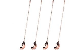 YITOBICI Barlöffel,cocktail löffel,cocktaillöffel lang,lange löffel,Cocktail-Misch Löffel aus Edelstahl,Cocktail Rührer für Kaffee, Bar, Martinis, Cocktail Shaker (4Stück,Roségold)