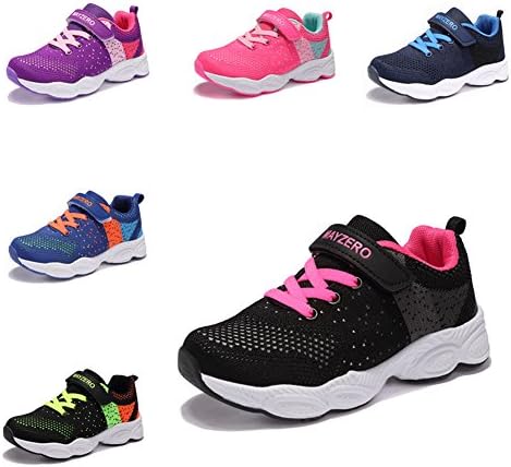 Diviker Kids Lightweight Breathable Velcro Running Sneakers Easy walk Sport Casual Shoes for Boys Girls Classic Vibrant Running Shoes(Toddler/Little Kid/Big Kid) … (35, Black)