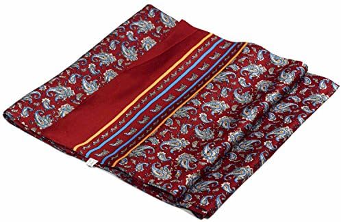 Red Green Yellow Paisley Printed Double Layer Long Pure Silk Scarf