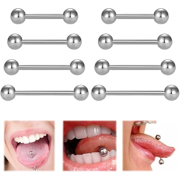 Piercing De Langue Tête De Mort Gothique - Acier Inoxydable 14G, Barre Filetée Interne 1.6 Cm, Avec Pochette Velours