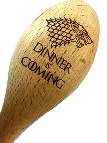 Game of Thrones Haus Stark inspiriert „Dinner Is Coming“ groß aus Holz Löffel - 3