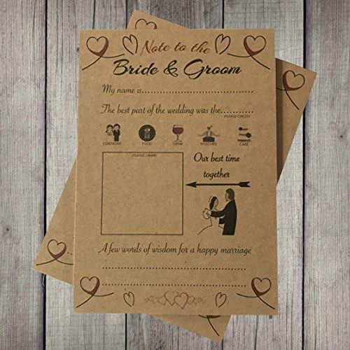 Kraft Wedding Day Guest Keepsake Advice Cards for the Bride &amp; Groom - (1 pack of 10 cards) - Wedding Entertainment Cards / Trivia / Wishes cards favour / Table decoration