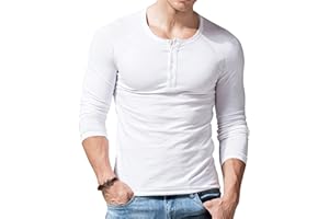 MUSCLE ALIVE Uomo Slub Henley Maglietta Manica Corta Leggero vestibilità Morbida Casuale con 3 Pulsanti abbottonatura Girocollo Camicie