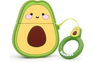 LIUKE simpatica custodia per Airpods, custodia per Airpods 2, avocado divertente custodia per frutta in cartone 3D, custodia morbida in silicone protezione totale antiurto con portachiavi