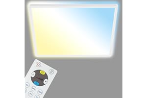 BRILONER Leuchten - LED Panel, Deckenleuchte dimmbar, Deckenlampe mit Backlight, inkl. Fernbedienung, 22 Watt, 3000 Lumen, Weiß, 420x420x29mm (LxBxH)