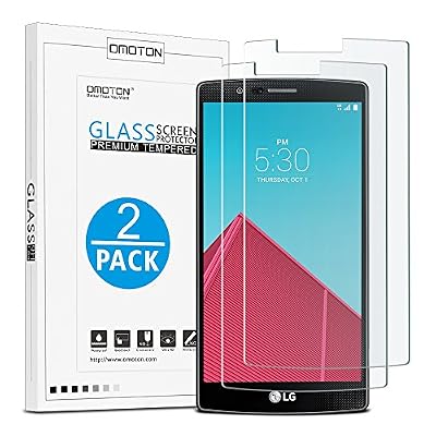 OMOTON [2-Pièces] LG G4 Film Vitre Protection Verre Trempé [9H Dureté] OMOTON Ecran Protecteur LG G4 (0,26mm HD)