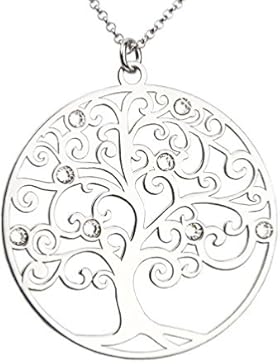 AKA Schmuck - Kette mit Anhänger Lebensbaum und Swarovski Kristalle Silber 925, Mod. Wachstum, Geschenk für Frau...