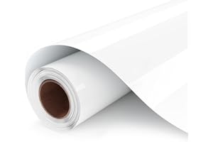 UIOK Flex Thermocollant Pour Tissu Blanc Vinyle Thermocollant HTV 12" x 6ft Vinyle pour T-Shirt, Facile à Découper et à étirer pour la Conception de Vinyle à Chaud (Blanc)