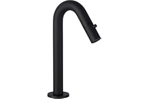 Saqu Tube Kaltwasserhahn für Gaste-WC, Kaltwasserarmatur Messing Antibakteriell & Langlebig, Wastischarmatur Matt Schwarz für Waschbecken mit C-Auslauf