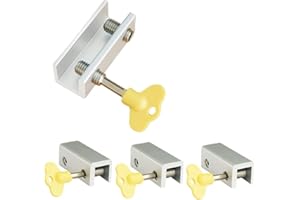 MSYU Serrures de fenêtre, Paquet de 4 serrures de fenêtre coulissantes en aluminium, Serrure de sécurité à cadre réglable pour porte coulissante avec clés