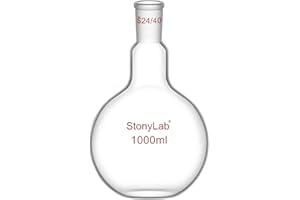 stonylab Pallone di Ebollizione a Fondo Piatto con Collo Singolo Borosilicato in Vetro, con Giunto Esterno Conico Standard 24/40, Matracci da laboratorio Palloni per Ebollizione Boiling Flask, 1000ml