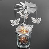 Tamaño: 16.5 x 8CM Zqzq Adornos de Velas giratorias Luces románticas Regalos creativos decoración del hogar Adornos de Mariposa de Plata