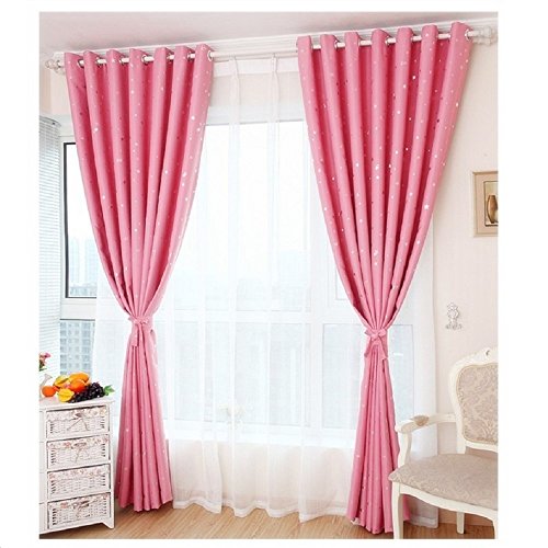 Preisvergleich Produktbild Verdunklungsvorhänge, ZZm Sterne Muster Kinder Raum Verdunkelungsvorhang isoliert für Schlafzimmer 100 cm x 250 cm rose