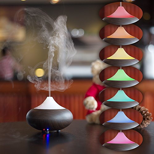 Patuoxun Aroma Luftbefeuchter für Studienbüro Schlafzimmer Wohnzimmer Badezimmer – (Schwarze Holzmaserung) - 5