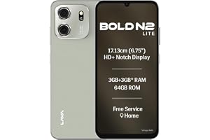 Lava Bold N2 Lite (Kolar Gold, 3 GB RAM, 64 GB Storage) | 6.75" HD+ Display | 13MP AI Dual Rear Camera | 5000 mAh Battery | Secure Face Unlock | Fingerprint Reader | Charger & Phone-Cover in Box